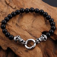 Hip-hop Skull Stainless Steel Glass Beaded Men's Bracelets Necklace main image 2