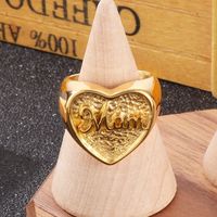 Titanium Steel 18K Gold Plated MAMA Simple Style Plating Letter Heart Shape Rings sku image 6