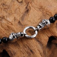 Hip-hop Skull Stainless Steel Glass Beaded Men's Bracelets Necklace main image 4