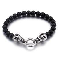 Hip-hop Skull Stainless Steel Glass Beaded Men's Bracelets Necklace sku image 1