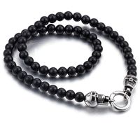 Hip-hop Skull Stainless Steel Glass Beaded Men's Bracelets Necklace sku image 2