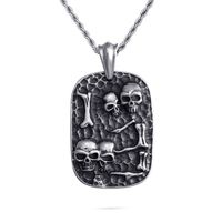 1 Piece Retro Punk Geometric Skull Titanium Steel Jewelry Accessories main image 6