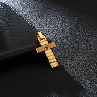 1 Piece Titanium Steel Zircon 18K Gold Plated Cross main image 3