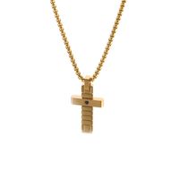 1 Piece Titanium Steel Zircon 18K Gold Plated Cross main image 5