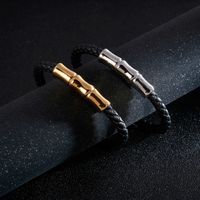 Simple Style Geometric Stainless Steel Leather Plating 18K Gold Plated Men's Bangle main image 4