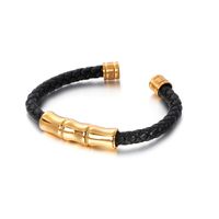 Estilo Simple Geométrico Acero Inoxidable Cuero Enchapado Chapados en oro de 18k Hombres Brazalete main image 5