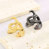 Hip-Hop Punk Snake Titanium Steel Plating Inlay Rhinestones 18K Gold Plated Men's Rings main image 7