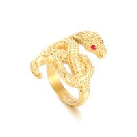 Hip Hop Punk Serpent Acier Au Titane Placage Incruster Strass Plaqué Or 18K Hommes Anneaux main image 6