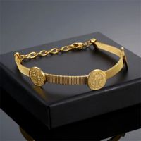 Vintage Style Human Round Stainless Steel Plating 18k Gold Plated Bracelets main image 7