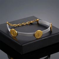 Vintage Style Human Round Stainless Steel Plating 18k Gold Plated Bracelets main image 4