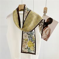 Women's Simple Style Commute Color Block Mulberry Silk Printing Silk Scarf sku image 2