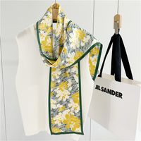 Women's Simple Style Commute Color Block Mulberry Silk Printing Silk Scarf sku image 9
