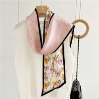 Women's Simple Style Commute Color Block Mulberry Silk Printing Silk Scarf sku image 1