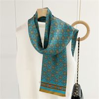 Women's Simple Style Commute Color Block Mulberry Silk Printing Silk Scarf sku image 8