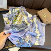 Women's Simple Style Commute Color Block Mulberry Silk Printing Silk Scarf main image 5