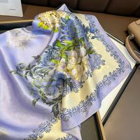 Women's Simple Style Commute Color Block Mulberry Silk Printing Silk Scarf main image 4