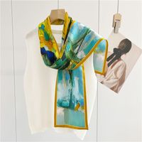 Women's Simple Style Commute Color Block Mulberry Silk Printing Silk Scarf sku image 10