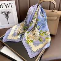 Women's Simple Style Commute Color Block Mulberry Silk Printing Silk Scarf main image 1