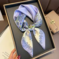 Women's Simple Style Commute Color Block Mulberry Silk Printing Silk Scarf main image 3