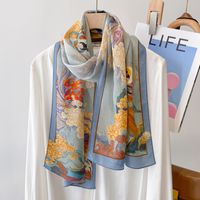 Women's Elegant Simple Style Color Block Mulberry Silk Printing Silk Scarf sku image 8