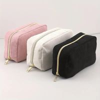 Women's Corduroy Solid Color Basic Square Zipper Cosmetic Bag Wash Bag main image 1