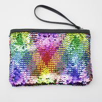Women's Small Satin Sequins Vintage Style Square Zipper Cosmetic Bag Wash Bag sku image 3