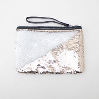 Women's Small Satin Sequins Vintage Style Square Zipper Cosmetic Bag Wash Bag sku image 11