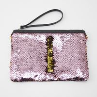 Women's Small Satin Sequins Vintage Style Square Zipper Cosmetic Bag Wash Bag sku image 8