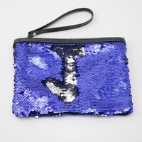 Women's Small Satin Sequins Vintage Style Square Zipper Cosmetic Bag Wash Bag sku image 1