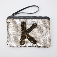 Women's Small Satin Sequins Vintage Style Square Zipper Cosmetic Bag Wash Bag sku image 9