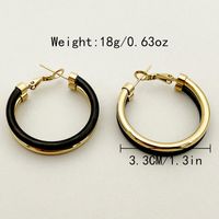 1 Pair Casual Modern Style Round Enamel Plating 304 Stainless Steel 14K Gold Plated Earrings main image 2