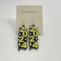 1 Pair Simple Style Classic Style Number Printing Arylic Drop Earrings sku image 1