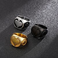Simple Style Heart Shape Stainless Steel Plating 18K Gold Plated Men's Rings main image 3