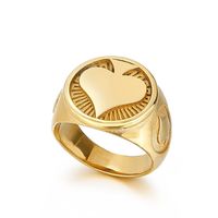 Simple Style Heart Shape Stainless Steel Plating 18K Gold Plated Men's Rings sku image 8
