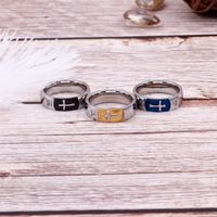 Simple Style Cross Stainless Steel Plating Inlay Zircon Unisex Rings main image 1