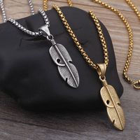 1 Piece Titanium Steel 18K Gold Plated Feather main image 1