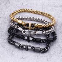 Simple Style Solid Color Titanium Steel Plating Chain 18K Gold Plated Men's Bracelets main image 7
