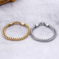 Simple Style Solid Color Titanium Steel Plating Chain 18K Gold Plated Men's Bracelets main image 3