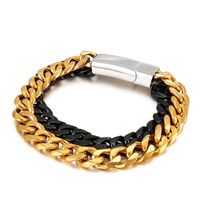 Hip-Hop Geometric Titanium Steel Layered Plating 18K Gold Plated Men's Bracelets sku image 1