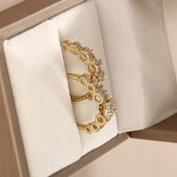 Simple Style Round Alloy Plating Inlay Artificial Diamond 14k Gold Plated Women's Rings main image 4