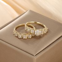 Simple Style Round Alloy Plating Inlay Artificial Diamond 14k Gold Plated Women's Rings main image 1