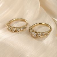 Simple Style Round Alloy Plating Inlay Artificial Diamond 14k Gold Plated Women's Rings main image 5