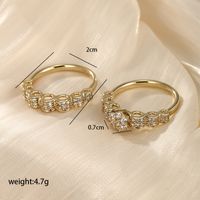 Simple Style Round Alloy Plating Inlay Artificial Diamond 14k Gold Plated Women's Rings sku image 1