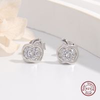 1 Pair Elegant Simple Style Apple Plating Inlay Sterling Silver Zircon White Gold Plated Rhodium Plated Ear Studs main image 1