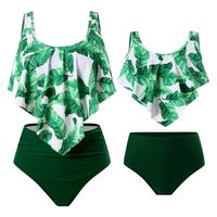 Mother&daughter Elegant Classic Style Printing Solid Color 2 Pieces Set Bikinis Swimwear main image 1