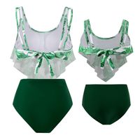 Mother&daughter Elegant Classic Style Printing Solid Color 2 Pieces Set Bikinis Swimwear main image 2