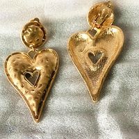 1 Pair Simple Style Classic Style Heart Shape Plating Metal Gold Plated Drop Earrings sku image 1