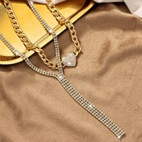 Lady Heart Shape Alloy Inlay Artificial Rhinestones Women's Pendant Necklace Choker main image 3
