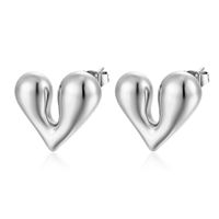 1 Pair Simple Style Heart Shape Plating Titanium Steel 18k Gold Plated Ear Studs sku image 1