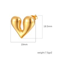1 Pair Simple Style Heart Shape Plating Titanium Steel 18k Gold Plated Ear Studs main image 2